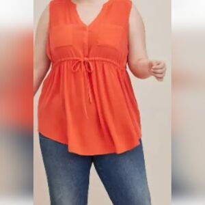 - Torrid size 1 sleeveless drawstring waist shirt. Rayon and spande…